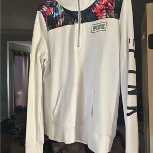 PINK Victoria's Secret White Floral Quarter-Zip